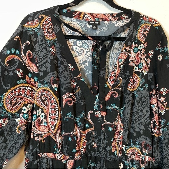 Torrid Midi Challis Skater Dress Black Floral Size 2XL - Picture 3 of 15